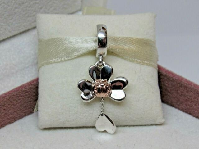 Pandora パンドラ クローバー＆テントウムシ ローズ ダングル チャーム