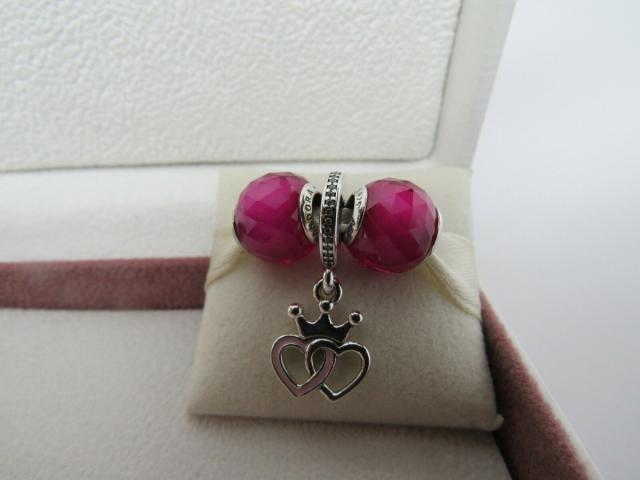 Pandora パンドラ チャーム Crowned Hearts Love &amp; Ruby Facets Hearts Love ３個セット ピンク ハート