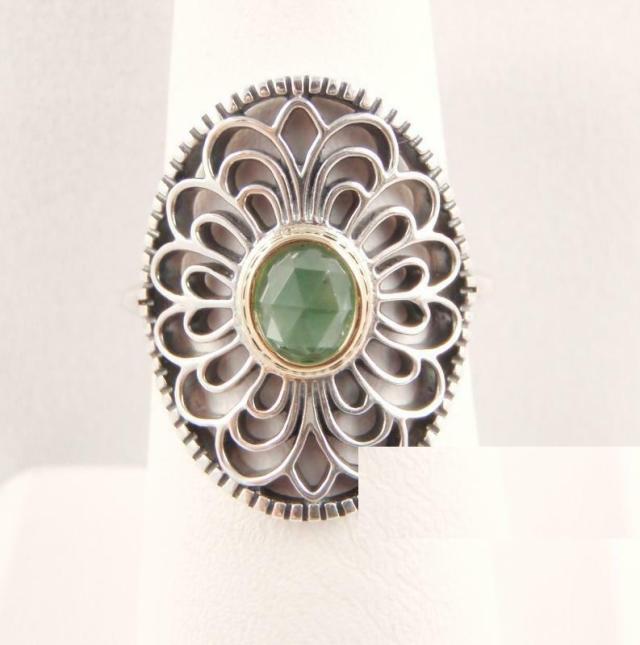 Pandora パンドラ リング VINTAGE ALLURE Silver 14K GOLD Green Ring グリーン 指輪_1