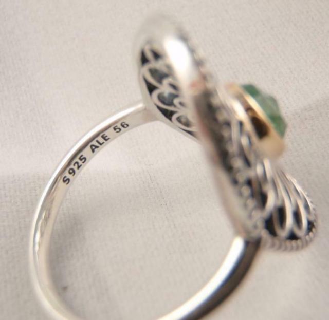 Pandora パンドラ リング VINTAGE ALLURE Silver 14K GOLD Green Ring グリーン 指輪_2