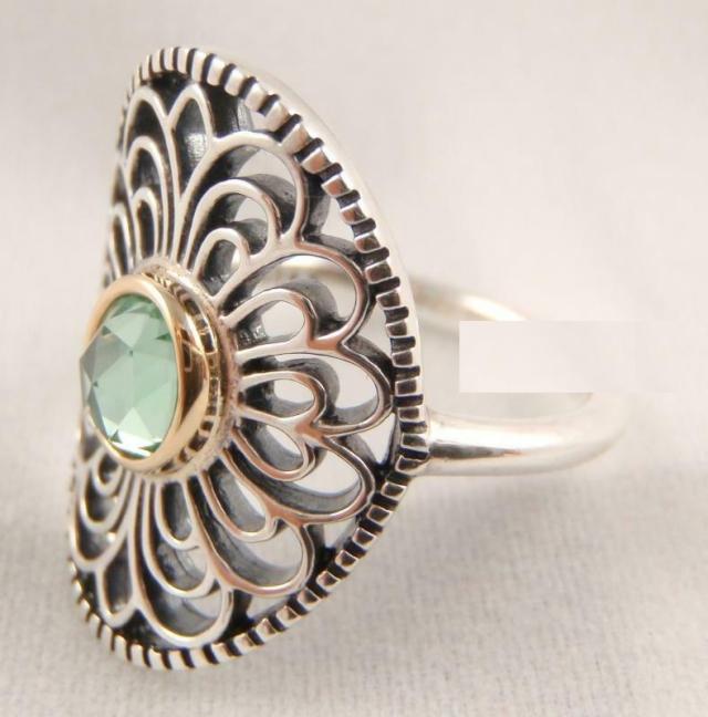 Pandora パンドラ リング VINTAGE ALLURE Silver 14K GOLD Green Ring グリーン 指輪_3