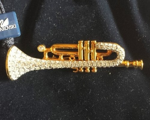 スワロフスキー Swarovski 『Trumpet ブローチ, ゴールドコーティング』