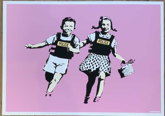 Banksy バンクシー POLICE KIDS PINK WCP リプロダクション シルクスクリーン すい プリント 現代アート