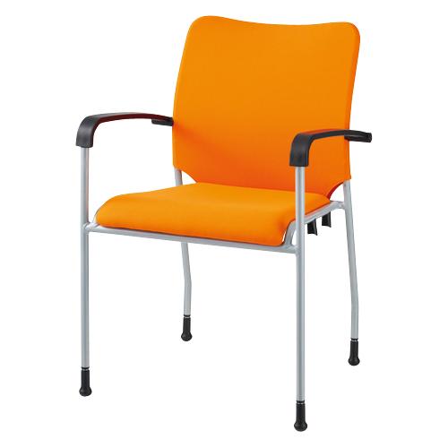 ジョインテックス 会議イス GK-A31R オレンジ 肘付 869007