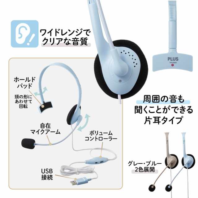 プラス PLUS 片ミミ快適 ヘッドセット ブルー TW-HS002 プラス PLUS 片ミミ快適 ヘッドセット ブルー TW-HS002