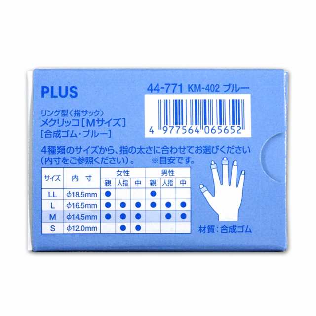 プラス 指サック メクリッコ（ラバータイプ） 4個入 Mサイズ ブルー KM-302