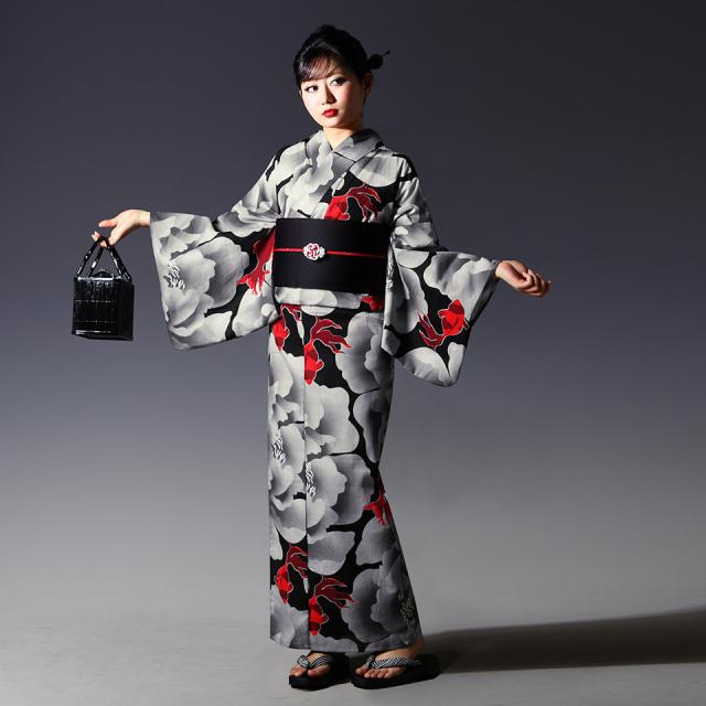 浴衣3点セット(浴衣+帯+下駄） 選べる柄 モダン レディース