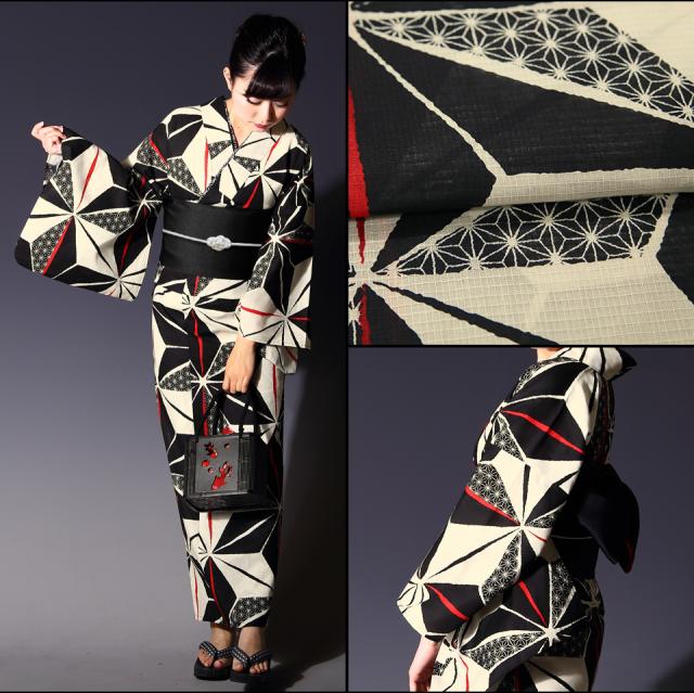 浴衣2点セット(浴衣+帯）選べる柄 レディース フリー 本よろけ縞 金魚