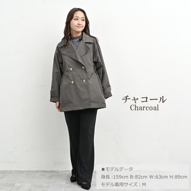 大きいサイズ レディース ミドルトレンチコート ダブルボタン ミドル丈 長袖 ブラウジング スプリングコート アウター M/LL/3L/4L/5L ゆったりサイズ ぽっちゃり女子 プラスサイズ_10