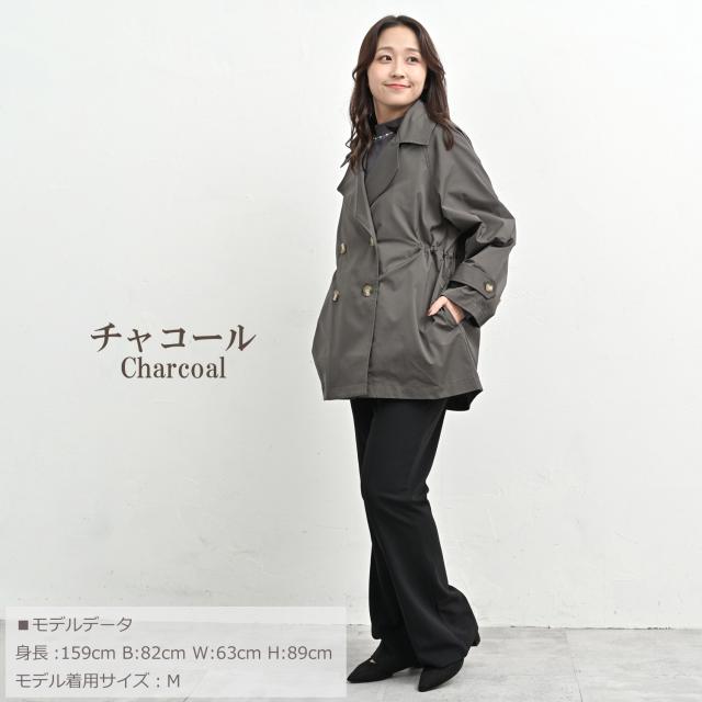 大きいサイズ レディース ミドルトレンチコート ダブルボタン ミドル丈 長袖 ブラウジング スプリングコート アウター M/LL/3L/4L/5L ゆったりサイズ ぽっちゃり女子 プラスサイズ_11