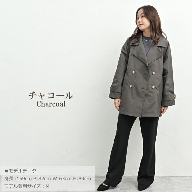 大きいサイズ レディース ミドルトレンチコート ダブルボタン ミドル丈 長袖 ブラウジング スプリングコート アウター M/LL/3L/4L/5L ゆったりサイズ ぽっちゃり女子 プラスサイズ_15