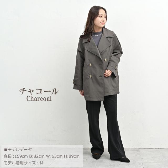 大きいサイズ レディース ミドルトレンチコート ダブルボタン ミドル丈 長袖 ブラウジング スプリングコート アウター M/LL/3L/4L/5L ゆったりサイズ ぽっちゃり女子 プラスサイズ_19