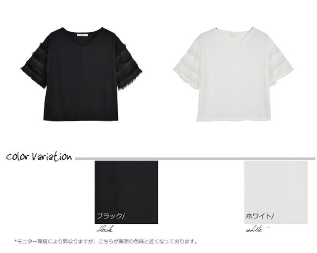 tシャツ オーバーチュールレースボックスプルオーバー レディース 大きいサイズ レディース トップス プルオーバー フリンジ袖 5分