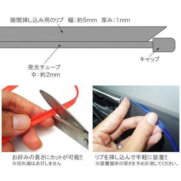 激安ブランド N-WGN JH1 LED 有機ELワイヤー 5m ネオン 車内灯 汎用品
