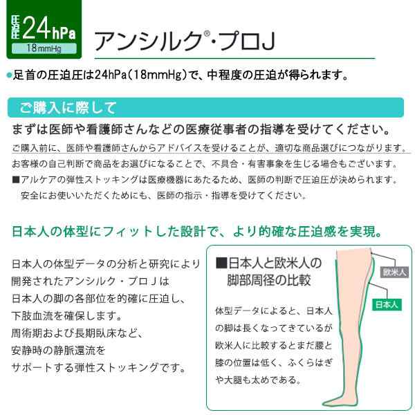 一般医療機器 着圧ハイソックス アンシルクプロＪ 補助スリッパ付き アルケア弾性ストッキング 強圧【ポスト投函送料無料】の通販はau PAY  マーケット - 健康ｆａｎ