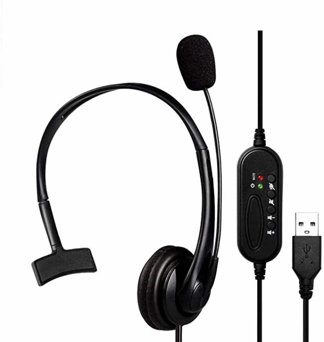 ヘッドセット 片耳 有線 Usb接続 Pcヘッドホン マイク付き 有線 高音質 伸縮可能 音量調節可能 Skype Zoom ウェブ会議 オンライン授業 英の通販はau Pay マーケット Cocolostore