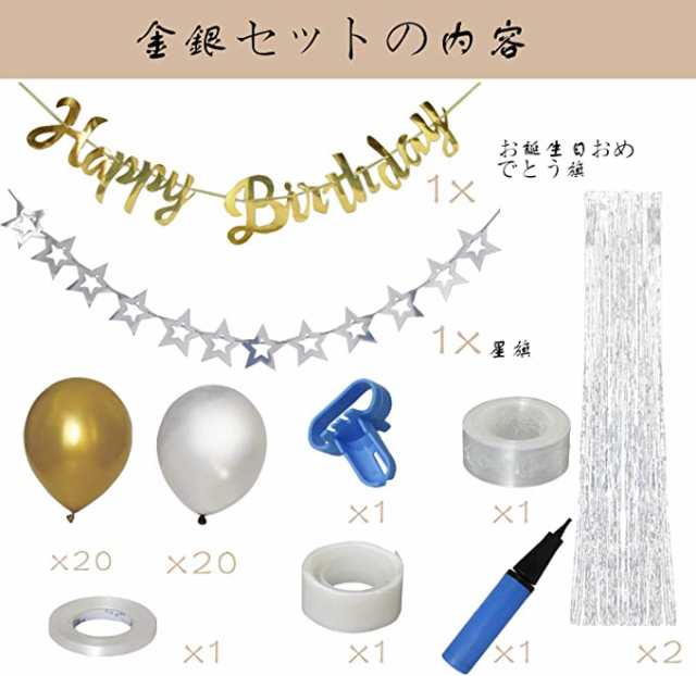 誕生日風船 飾り付け バルーン Happy Birthday 誕生日パーティー バースデーバルーン 飾り 金銀 の通販はau Pay マーケット Cocolostore