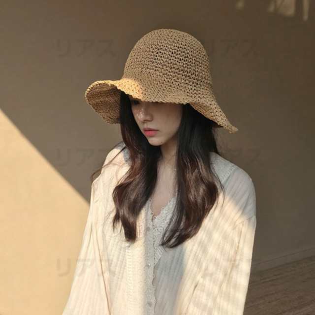 ストローハット 麦わら帽子 レディース 折りたたみ ハット つば広 Uv 春夏 リボン 麦わら帽子 Hat 帽子 レディースの通販はau Pay マーケット リアス