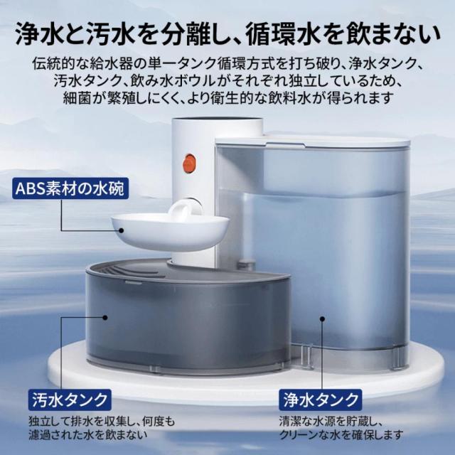 【新登場】自動給水器 ペット コードレス 3L大容量 静音 洗いやすい 取付簡単 水飲み 留守番 猫 犬_2