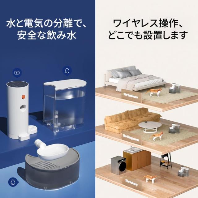 【新登場】自動給水器 ペット コードレス 3L大容量 静音 洗いやすい 取付簡単 水飲み 留守番 猫 犬_6