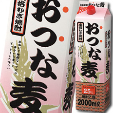 送料無料 合同 むぎ焼酎 おつな麦 25度2Lパック×2ケース（全12本）