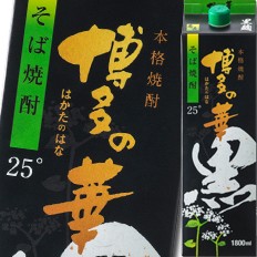 送料無料 福徳長 25度 本格焼酎 博多の華 黒麹 そば 1.8Lパック×2ケース（全12本）