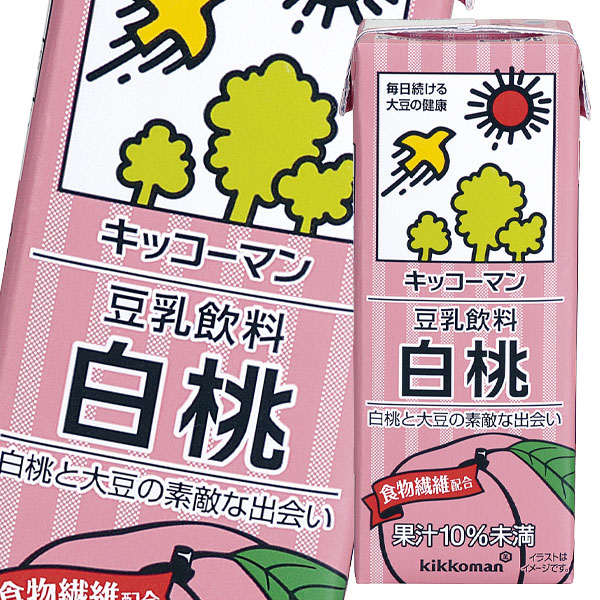 送料無料 キッコーマン 豆乳飲料 白桃 200ml 紙パック ×3ケース（全54本） agesugi_sguの通販は