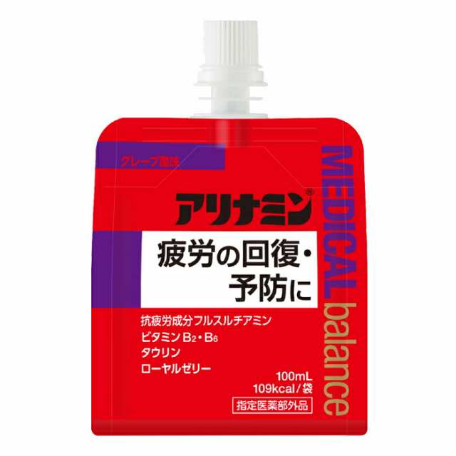 送料無料 アリナミン メディカルバランスグレープ風味100mlパウチ×3ケース（全108本） 【to】