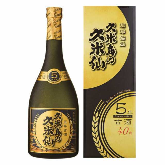 送料無料 泡盛 久米島の久米仙 40度 ブラック5年古酒720ml瓶×1ケース（全6本）