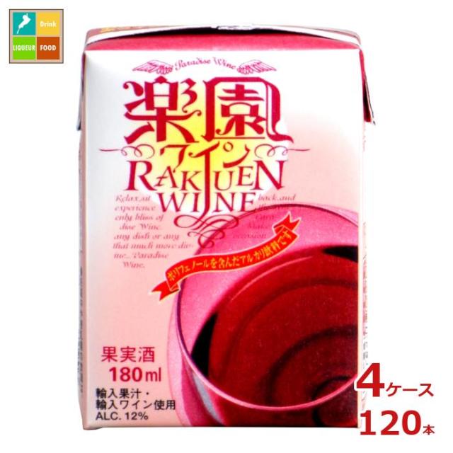 送料無料 清洲桜醸造 楽園ワイン ミニ 赤 180ml紙パック×4ケース（全120本）