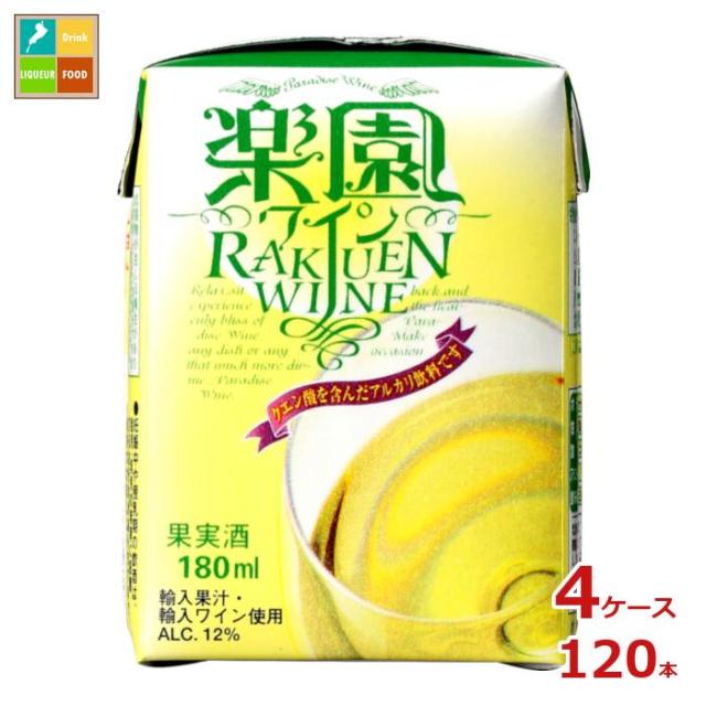 送料無料 清洲桜醸造 楽園ワイン ミニ 白180ml紙パック×4ケース（全120本）