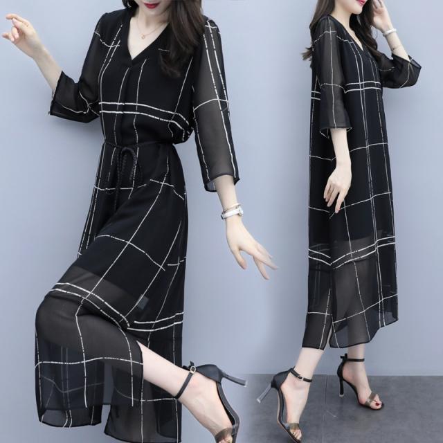 ワンピース レディース Vネックフォーマル 大人 シンプル チェック ゆるい 春 夏 秋 ロング スリット の通販はau Pay マーケット Adono アドゥーノ