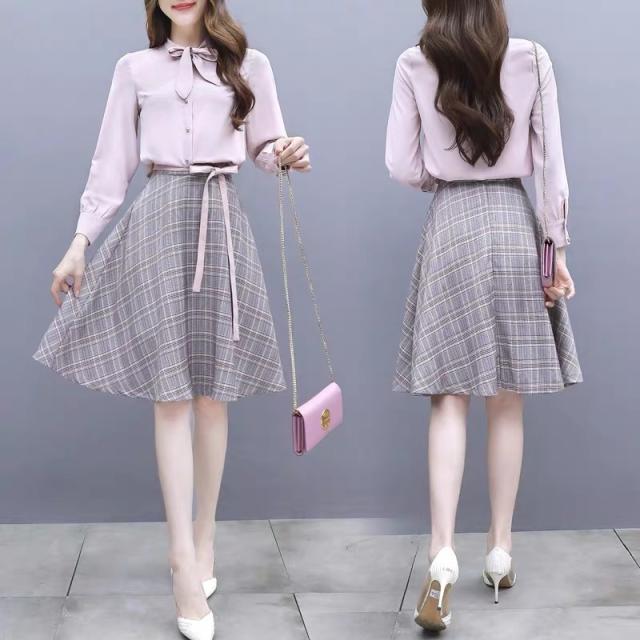 セットアップ レディース ブラウス スカート 2点 セット フレア チェック リボン タイ 綺麗 着回し コーデ クラシカル オフィス 大人の通販はau Pay マーケット Adono アドゥーノ