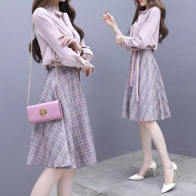 セットアップ レディース ブラウス スカート 2点 セット フレア チェック リボン タイ 綺麗 着回し コーデ クラシカル オフィス 大人の通販はau Pay マーケット Adono アドゥーノ