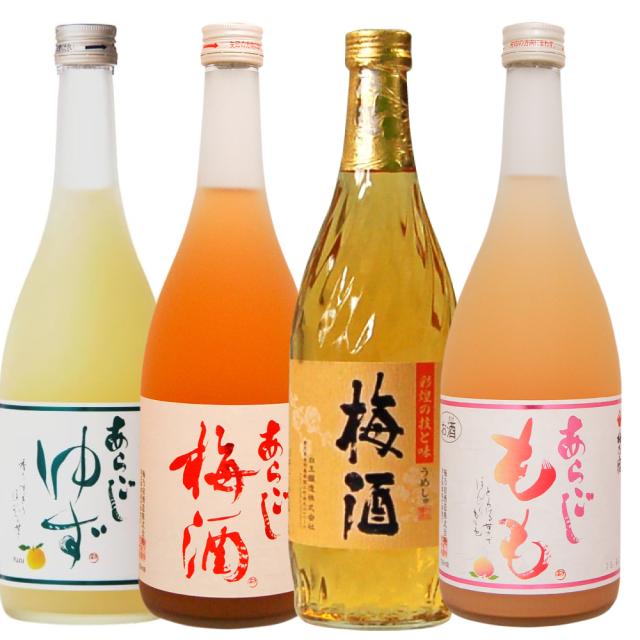 梅乃宿あらごし梅・桃・ゆず・さつまの梅酒720ml全4本 果物アラカルトのみくらべリキュール