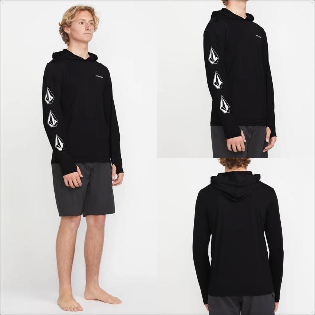 25 VOLCOM ボルコム 長袖 ラッシュガード パーカー フード付き UVカット 50+ メンズ ラージ・アイコニック・フード・ロングスリーブ Large Iconic Hood Long Sleeve 2025年春夏 品番 A9312501 日本正規品