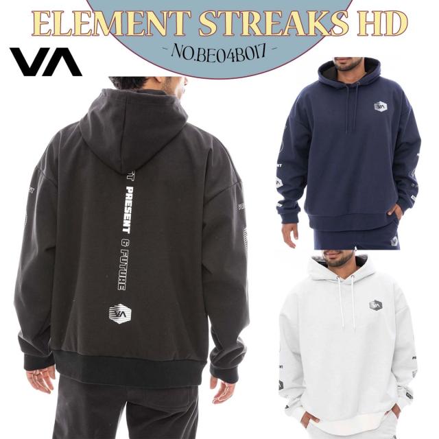 24 FW RVCA ルーカ パーカー ELEMENT STREAKS HD フーディー トップス 長袖 フード付き 冬服 プルオーバー 撥水 裏起毛 メンズ 2024年秋冬 品番 BE04B017 日本正規品