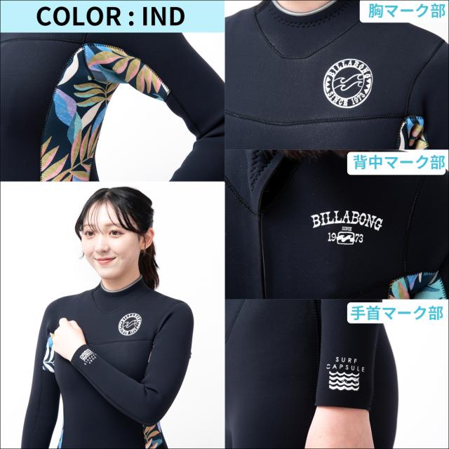 25 BILLABONG ビラボン フルスーツ サーフィン ウェットスーツ ウエットスーツ バックジップ プロライトエディション バリュー 3×2ミリ 春夏用 レディースモデル 2025年 Athlete Jersey仕様 品番 BF018-008 日本正規品
