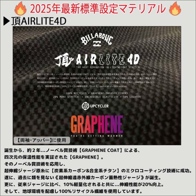 25 SS BILLABONG ビラボン フルスーツ ウエットカスタム 頂AIRLITE4D ガルウィングジップ 3.0 ウェットスーツ オーダー 春夏用 メンズモデル サーフィン 2025年 品番 BF018-302 BF018-303 日本正規品