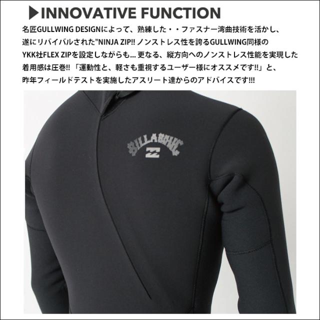 26 SS BILLABONG ビラボン ロンスプ ウェットカスタム ニンジャジップ バックジップ ウエットスーツ 春夏 サーフィン 2026年 BG018-403 BG018-402 日本正規品