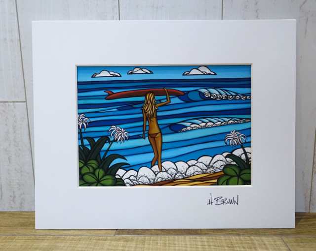 Heather Brown Art Japan ヘザーブラウン Surf Stroll Art Print MATTED PRINTS マットプリント  アートプリント フレーム付き シングルマ｜au PAY マーケット