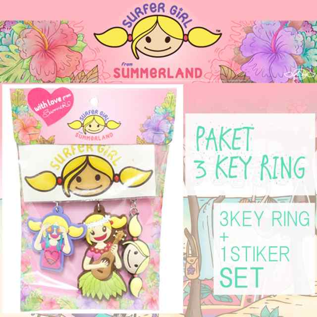 Surfer Girl サーファーガール Paket 3 Keyring キーリング3セット ステッカー付き 3パケット キーホルダー ラバーキーホルダー Bali バの通販はau Pay マーケット オーシャン スポーツ