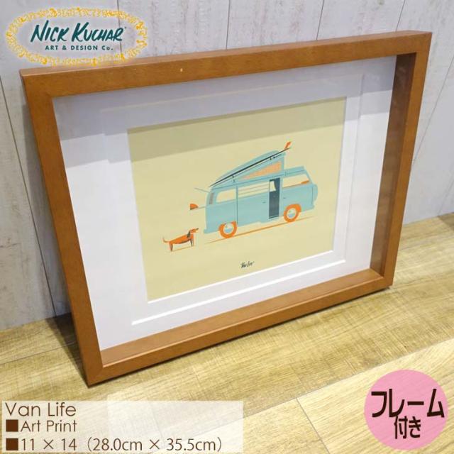 Nick Kuchar ニックカッチャー Van Life Art Print MATTED PRINTS マットプリント アートプリント フレーム付き ダブルマット仕上げ 額セット 絵画 ハワイ 正規品