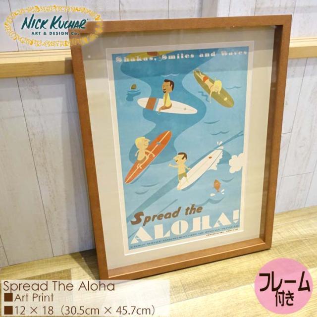 Nick Kuchar ニックカッチャー Spread The Aloha Art Print MATTED PRINTS Hawaii Travel Print マットプリント アートプリント ハワイトラベルプリント フレーム付き シングルマット仕上げ 額セット 絵画 ハワイ 正規品の通販は