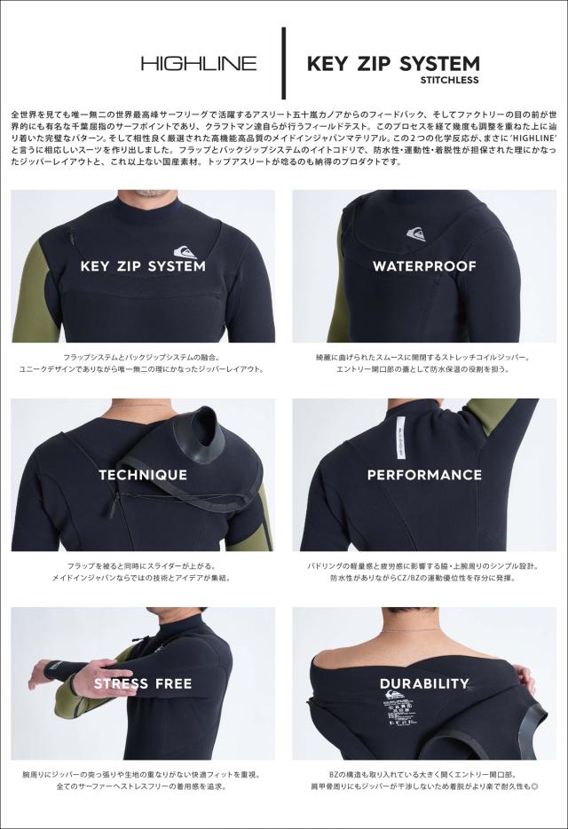 26 QUIKSILVER クイックしろがね色 ウエットスーツ 盛りだくさん背広 HIGHLINE KZ FULL カスタム購入注文 情の籠もった背広 キージップ 五十嵐カノア 春夏用 メンズひな型 2026年 品番 QWT261721 日本定まり品