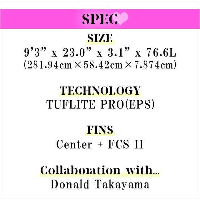 26 SURFTECH サーフテック サーフボード IN THE PINK 9'3 9.3 ロングボード サーフィン 板 Donald Takayama ドナルドタカヤマ EPS FCS2 2026年 日本正規品_2