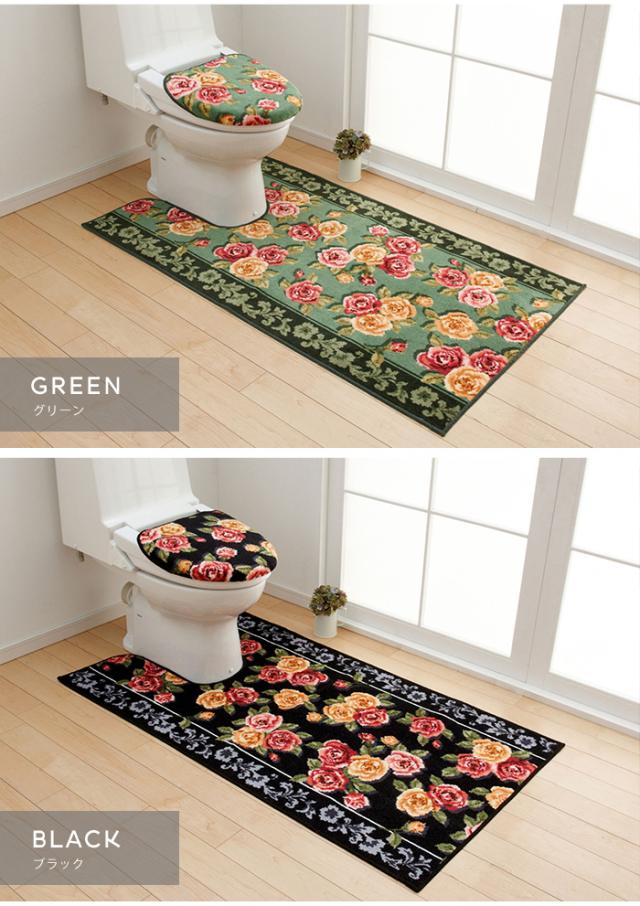 トイレマット トイレタリー エレガントローズ/80×160cm マット おしゃれ 滑りにくい 日本製 花柄 バラ 薔薇 三愛 【メーカー直送】_2