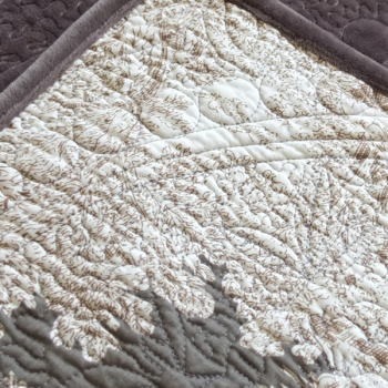 キルト マルチカバー 長方形 北欧 洗える 上品な刺繍の花のメダリオン柄 プードラ 200×250cm リバーシブル_11