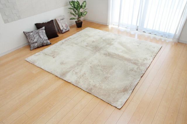 送料無料 ラグ ラグマット カーペット ラルジュ 185×185cm 2畳 正方形 シャギー 洗える 洗濯 ホットカーペット 床暖房対応 おしゃれ 滑り止め 滑りにくい シンプル 一人暮らし 無地 リビングラグ アイボリー くすみカラー ikh【メーカー直送】