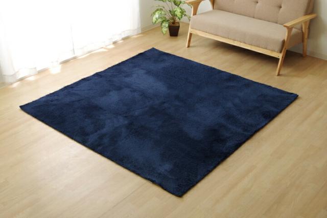送料無料 ラグ ラグマット カーペット ラルジュ 185×185cm 2畳 正方形 シャギー 洗える 洗濯 ホットカーペット 床暖房対応 おしゃれ 滑り止め 滑りにくい シンプル 一人暮らし 無地 リビングラグ アイボリー くすみカラー ikh【メーカー直送】
